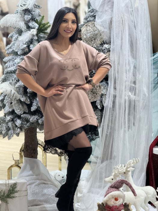 Tunica dama bej cu anchior si imprimeu pietricele [1]