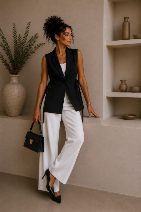Vesta dama neagra cu cordon in lateral [4]
