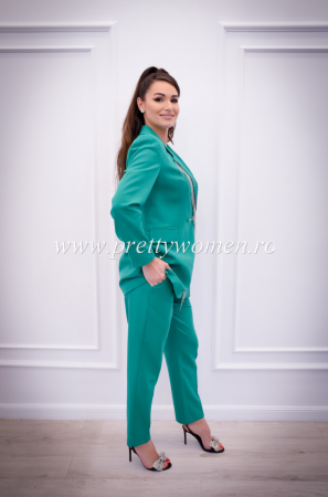 Costum verde elegant cu franjuri [3]
