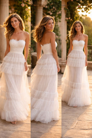 Rochii Albe pentru Cununie Civilă - Rochie alba lunga Afrodita