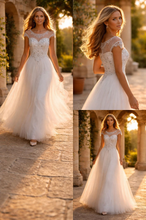 Rochii Albe pentru Cununie Civilă - Rochie alba lunga Karmen