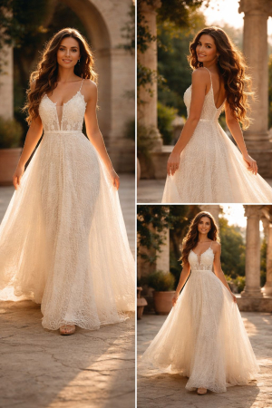 Rochii Albe pentru Cununie Civilă - Rochie alba lunga Felicia