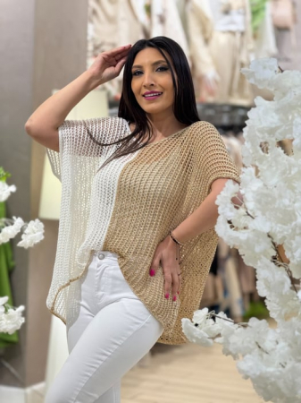 Promotii actuale - Bluza alb auriu cu anchior