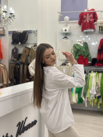 Bluza alba din bumbac cu brosa animal print [1]