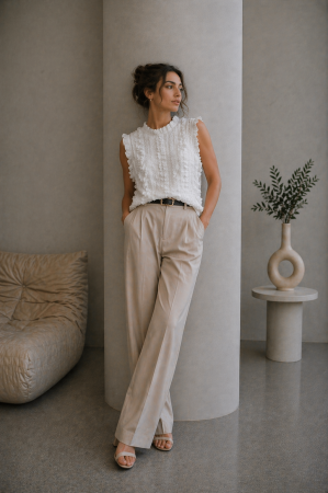 Bluze - Bluza dama alba cu aspect creponat