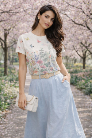 Colectia NOUA - Bluza dama alba din vascoza cu imprimeu fluturi