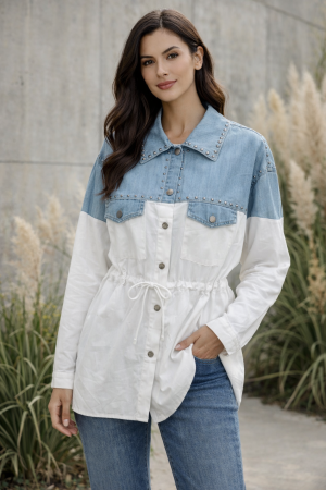 Camasi - Bluza dama alba tip camasa cu snur in talie