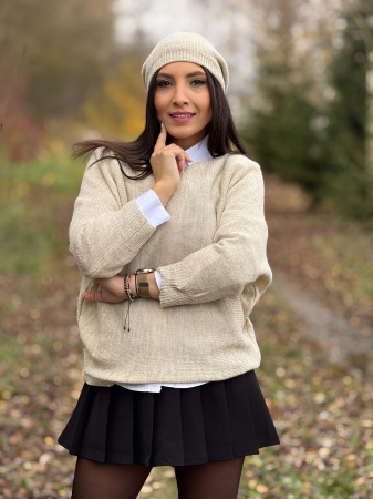 Bluza dama bej cu funda la spate [3]