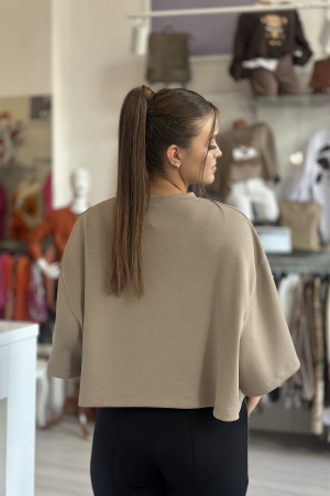 Bluza dama bej cu imprimeu ursulet [3]