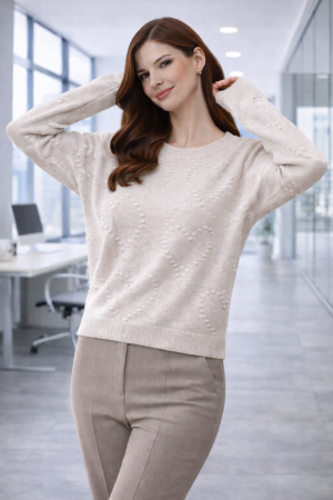 Imbracaminte dama - Haine cu suflet - Bluza dama bej cu inimioare 3D