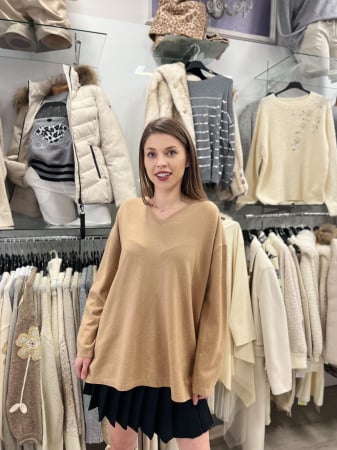 Bluza dama bej cu sclipici si anchior [2]