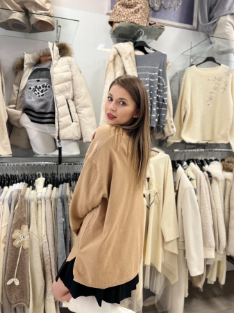 Bluza dama bej cu sclipici si anchior [1]