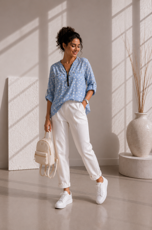 Colectia NOUA - Bluza dama bleo din vascoza cu buline albe
