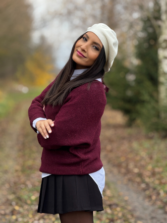 Bluza dama bordo cu funda la spate [2]