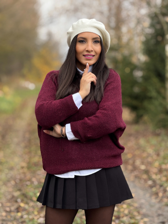 Bluza dama bordo cu funda la spate [1]