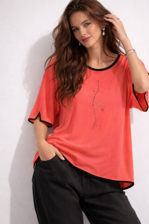 Bluze - Bluza dama corai  cu pietricele