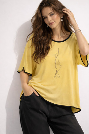 Bluze - Bluza dama galbena cu pietricele