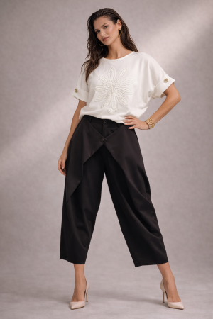 Colectia NOUA - Bluza dama ivory stil fluture cu floare brodata