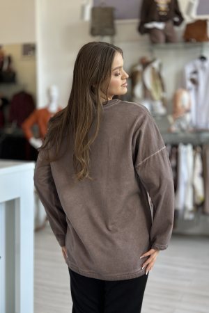 Bluza dama maro cu snur in partea de jos si animal print intr-o parte [3]