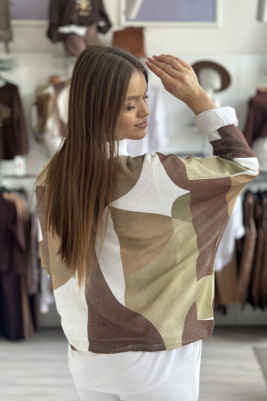 Bluza dama maro tip fluture cu imprimeu geometric [3]
