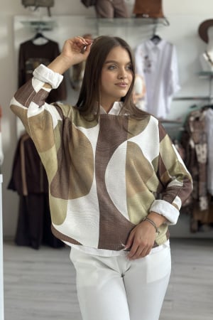 Bluza dama maro tip fluture cu imprimeu geometric [1]