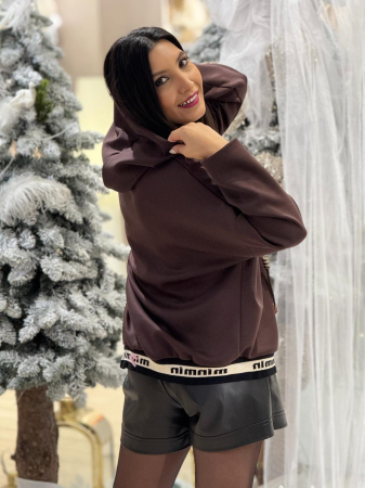 Bluza dama maro tip hanorac asimetrica [3]