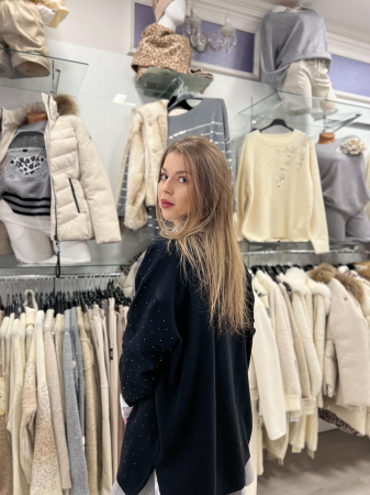 Bluza dama neagra cu sclipici si anchior [3]