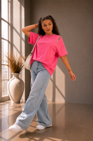 Bluze - Bluza dama roz cu fermoare verticale