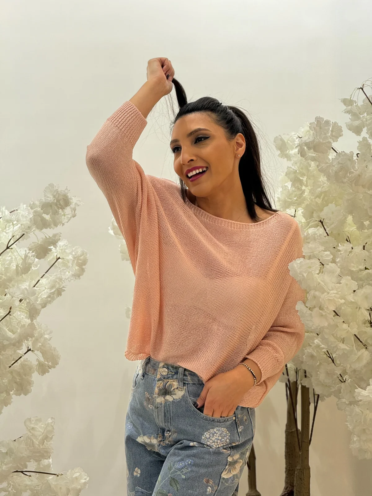 Colectia NOUA - Bluza dama roz cu fundița la spate