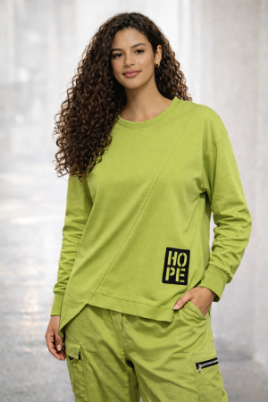 Colectia NOUA - Bluza dama verde asimetrica cu guler rotund hope