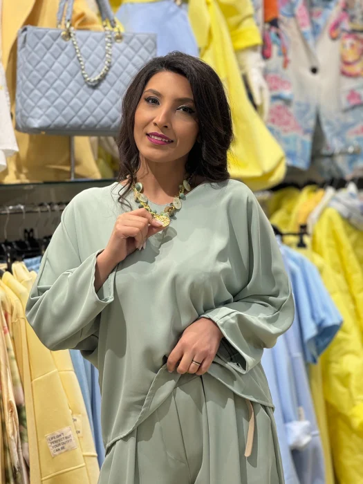 Colectia NOUA - Bluza dama verde cu anchior si funda la spate