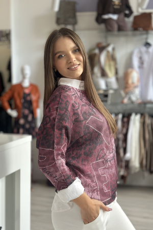 Bluza dama visinie tip fluture cu imprimeu animal print si scris [2]