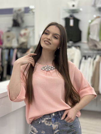 Bluze - Bluza roz cu accesoriu pietricele