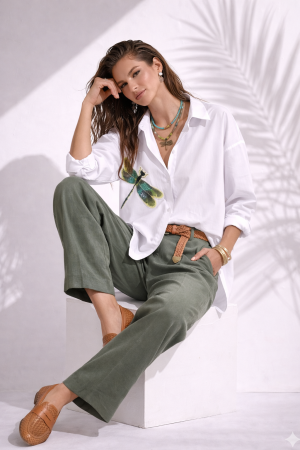 Camasi - Camasa alba dama cu imprimeu libelula