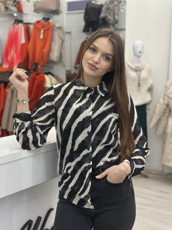 Promotii actuale - Camasa cu imprimeu zebra neagra