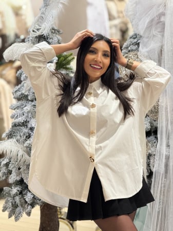 Camasa dama alba din bumbac cu brose detasabile [1]