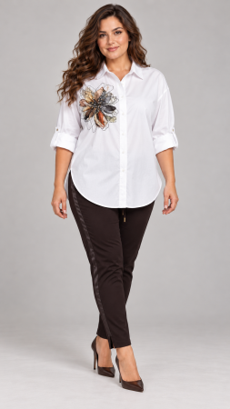 Imbracaminte dama - Haine cu suflet - Camasa dama alba oversize cu imprimeu floare multicolora oversize
