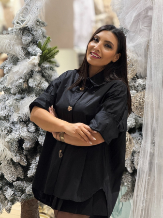 Camasa dama neagra din bumbac cu brose detasabile [3]