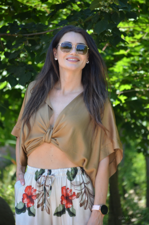 Camasi - Camasa scurta maro cu funda