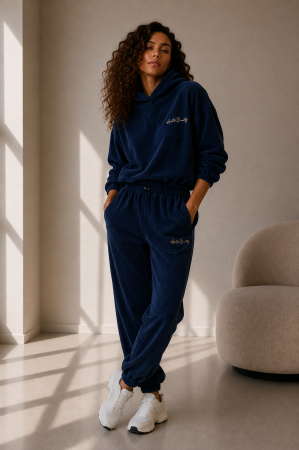 Rochii de zi - Compleu dama sport bleumarin din catifea