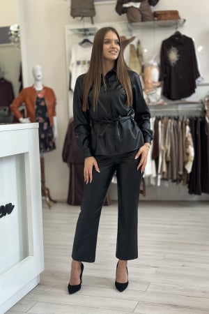 Costum si compleu - Compleu negru din piele ecologica