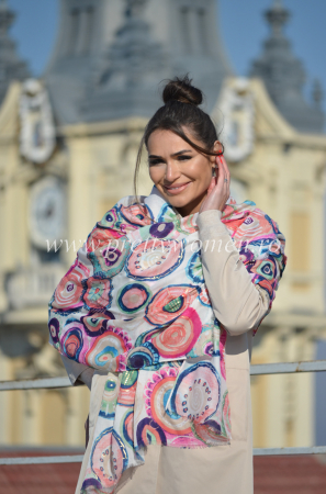 Accesorii dama - Esarfa cu print cercuri