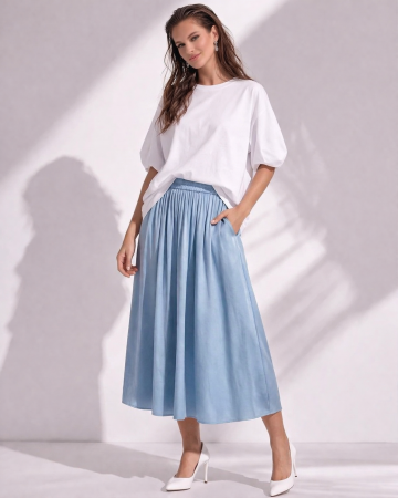 Fusta - Fusta albastra din vascoza cu aspect perlat