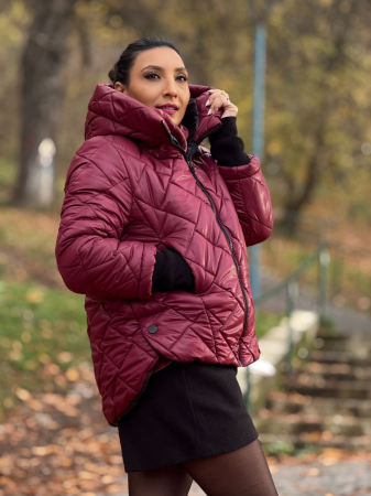 Geaca dama bordo cu manseta si capse pe lateral [2]