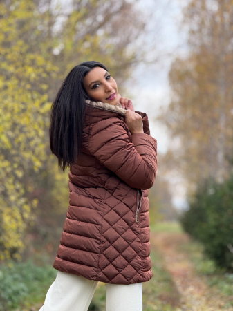 Geaca dama lunga maro cu blanita la gluga [3]