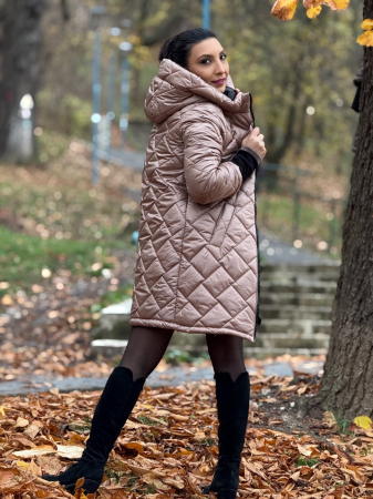 Geaca lunga cappuccino cu emblema [5]