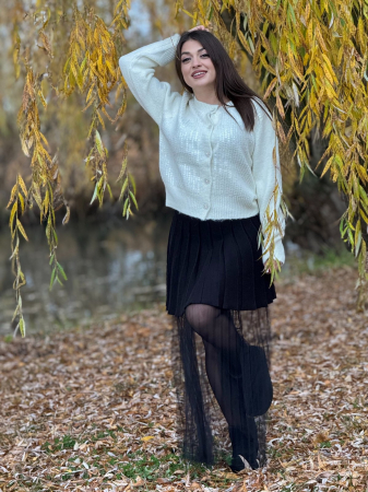 Jacheta dama ivory cu paiete transparente [2]