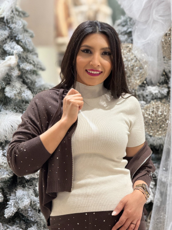 Imbracaminte dama - Haine cu suflet - Maleta dama crem cu sclipici