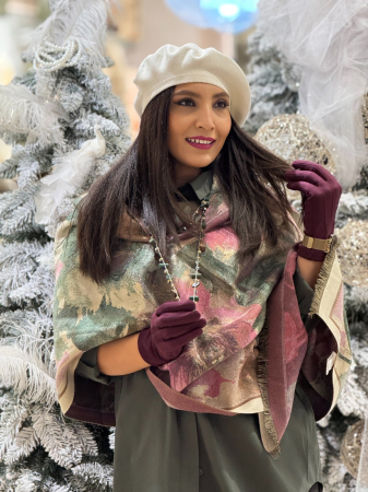 Manusi dama bordo din catifea cu insertii tactile [5]