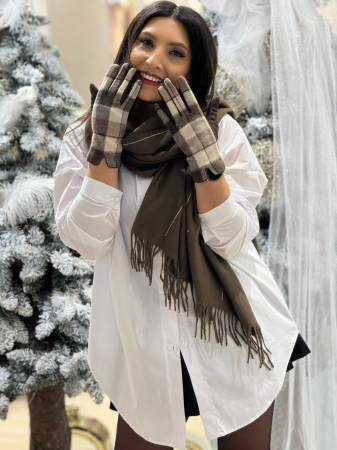 Manusi dama maro cu carouri si insertie tactila pentru ecrane [1]